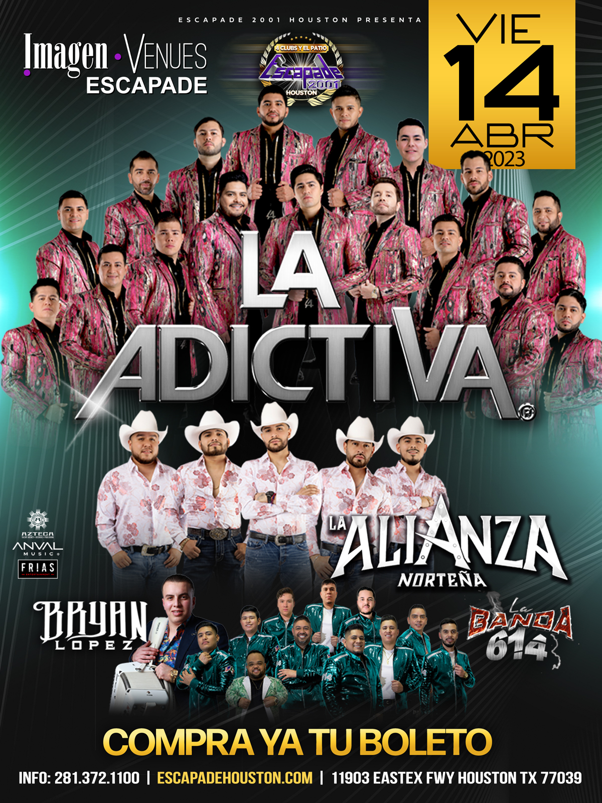 Banda La Adictiva, La Alianza Norteña, Bryan Lopez y Banda 614 en Houston