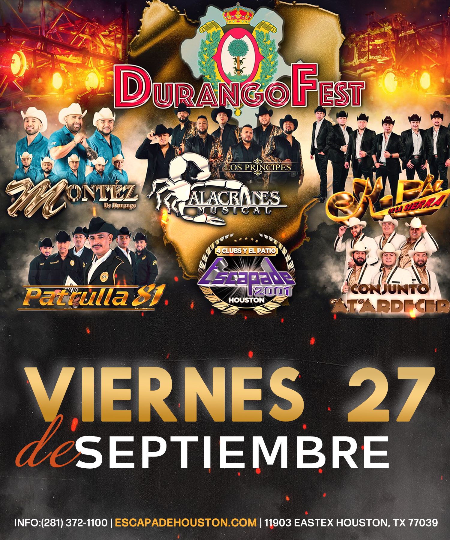 Durango Fest: Montez de Durango, Alacranes Musical, K-Paz de la Sierra, Patrulla 81 y Conjunto Atardecer en Houston 2024