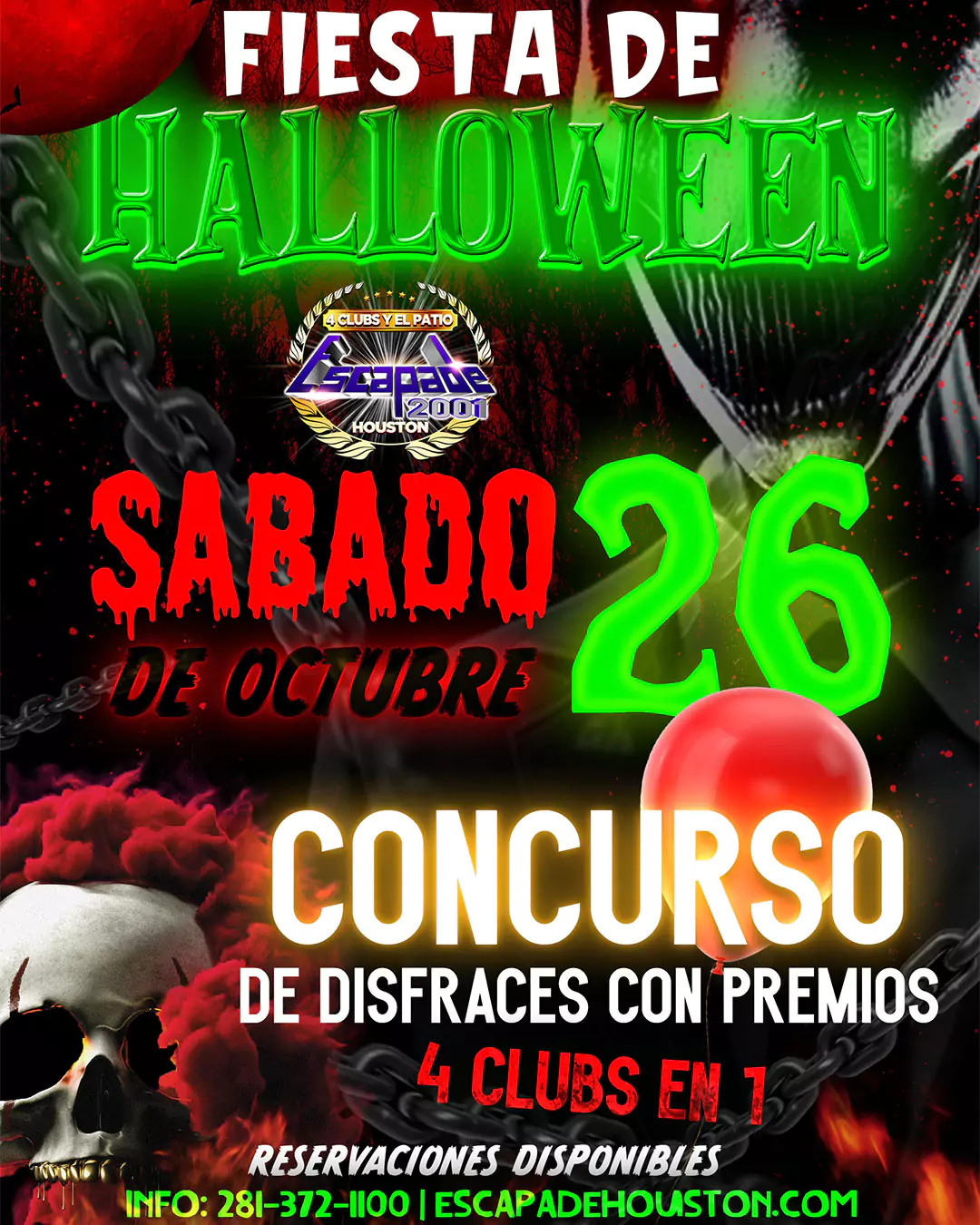 Celebra Halloween con el concurso de disfraces el 26 de octubre en Escapade Houston, el mejor nightclub en Houston